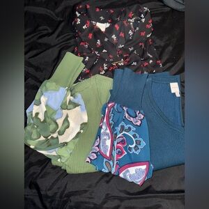 3 Pack Zac&Rachel Bundle Long Sleeve Tops with Patterned Sleeve Bow Shirt Size L